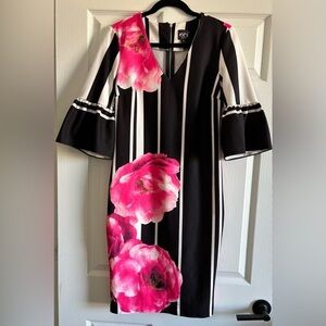 ECI New York Black and  White with Punk Flowers Elegance Dress